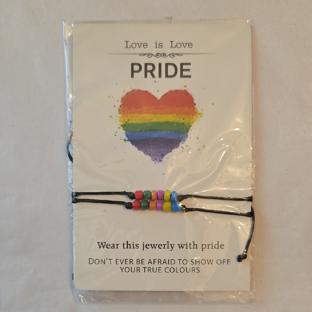 NWT Love Is Love Pride Rainbow Bracelets Set Of 2 Cord Friendship Bracelets